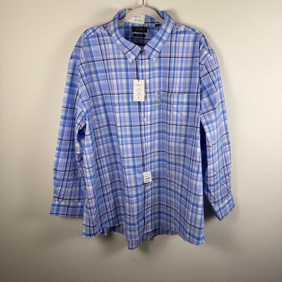 NWT Lauren Ralph Lauren Big & Tall Ultraflex Plaid Long Sleeve Shirt 4XL - Picture 1 of 4